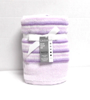 Casaba 2 toalhas de mão super macias secagem rápida listras de lavanda - Imagem 1 de 2