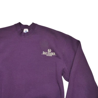 Vintage Bar Harbor Maine Sweatshirt Mens Large Purple Jerzees Super Sweats 90s - Image 1 of 4
