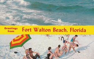 hrome postcards welcome to Fort Walton Beach, Florida Postmark 1968 October 4th - Picture 1 of 2