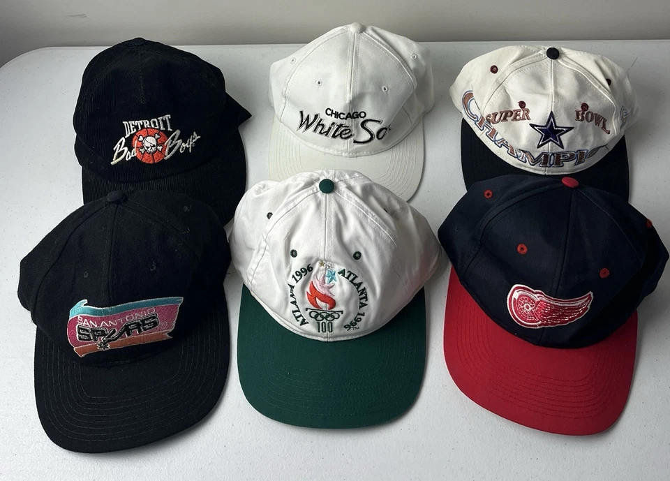 Lote De 6 Sombreros SnapBack De Colección Años 90 con Defectos Spurs Medias Blancas Especialidades Deportivas Foto 1 de 4
