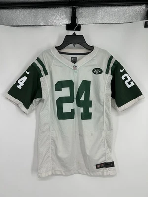 耐克纽约喷气机队青少年男孩球衣 #24 Darrelle Revis 白色球场 XL — 第 1/4 张图片