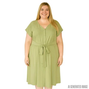 41 Hawthorn Sage Green Midi Dress 2X NWT Plus Size Minimalist Preppy Stitch Fix - Picture 1 of 6