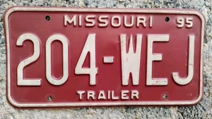Missouri License Plate - Expired  95 Trailer 204-WEJ - Picture 1 of 1