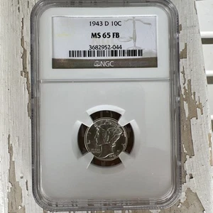 1943 D Mercury Silver Dime NGC MS65 FB Full Bands ✅ Blast White Luster - Picture 1 of 10