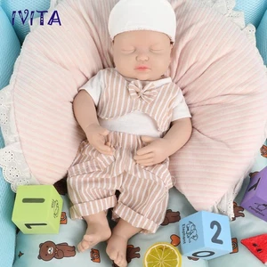 IVITA 15'' Sleeping Silicone Newborn Baby Boy Eyes Closed Silicone Reborn Doll - Picture 1 of 15