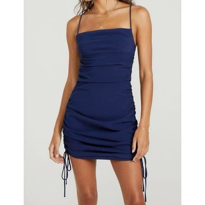 $238 NUEVO CON ETIQUETAS AMANDA UPRICHARD Garcia Mini Vestido, Azul Marino, XS Foto 1 de 4