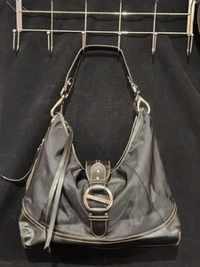 Franco Sarto Black Microfiber & Leather Hobo Shoulder Bag w/Adjustable Strap - Picture 1 of 9