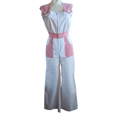 Vintage Women's 1970's Jumpsuit 8 Medium Bellbottom Sleeveless Handmade 1of1 - Image 1 of 4