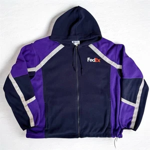FedEx Fleece Jacket Coat Full Zip Hoodie XL Reflective Uniform Image Authority - Picture 1 of 12