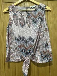 F&F Women's Sleeveless Tie Front Top Size 12 - Picture 1 of 5