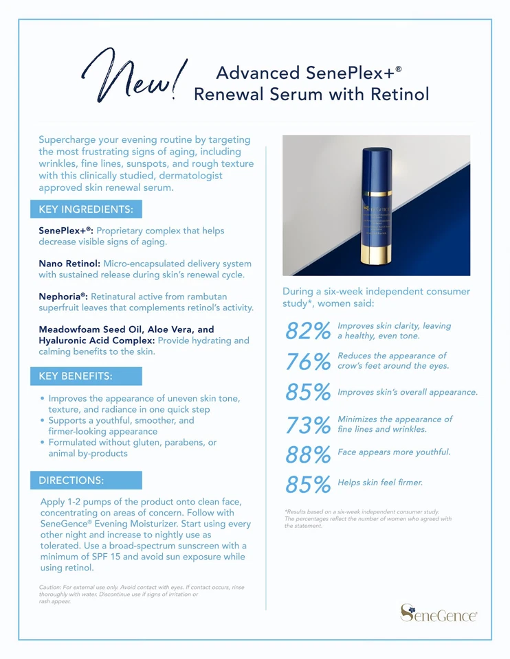 💟 Renewal Serum w Retinol SeneGence Skincare SeneDerm SeneCosmetics NEW/SEALED - Image 1 of 1