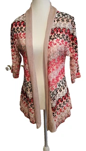 CHAQUETA ABIERTA CROCHET ON TREND / CÁRDIGAN ROSA ROJO NEGRO BLANCO Y GRIS TALLA XS / 8-10 - Imagen 1 de 5