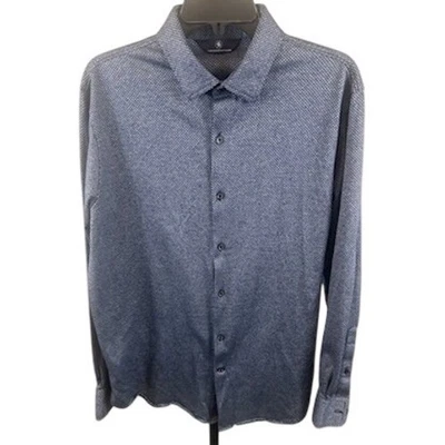 Camisa Hart Schaffner Marx 100% Algodón Azul Geométrica Manga Larga Para Hombre Grande Foto 1 de 4