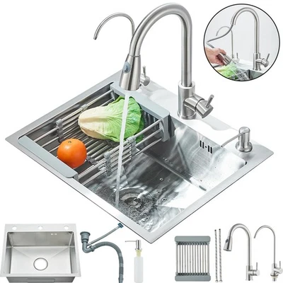 Küchenspüle Edelstahl Einbauspüle Spülbecken Siphon mit Küchenarmatur Spüle Set - Bild 1 von 4