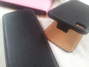 Apple iPhone 4 CUERO GENUINO Funda Abatible Disponible en Negro Blanco y Rosa - Imagen 1 de 4
