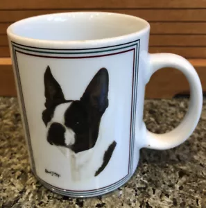 Vintage Boston Terrier Keramik Tasse Becher - QPI - Robert J May Kunstwerk - 12 Unzen - Bild 1 von 6