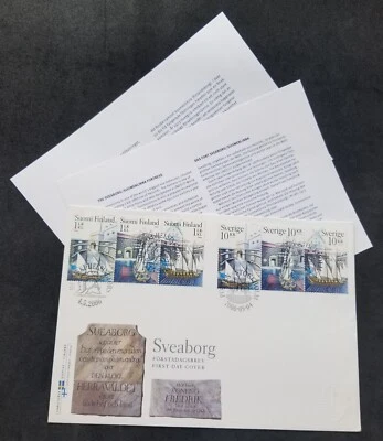Sweden Finland Joint Issue Sveaborg 2006 Sailing Ship (joint FDC *dual PMK *rare - Image 1 of 4