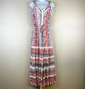 American Rag Womens Boho Cowgirl Tiered Maxi Dress Size S Red Western Prairie - Picture 1 of 13