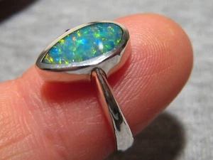  Opal Solitaire Ring - Sterling Silver   size 7 1/4 - Picture 1 of 10