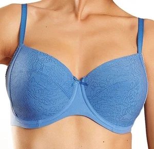 Chantelle Velvet Touch Floral Underwire Contour Bra 2755 China Blue Size 38B New - Picture 1 of 2