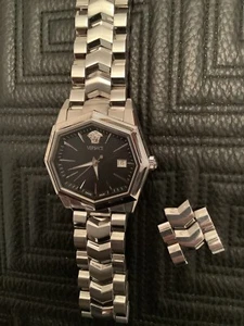 Rare Versace Atelier Mens Black Greek Key Face Watch - Picture 1 of 3