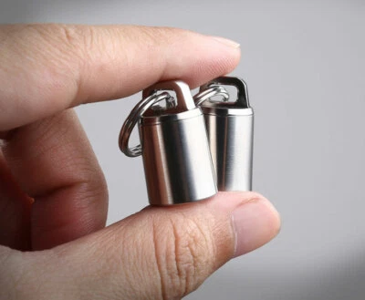 Mini Titanium Keychain Storage Box Pill Capsula Case Outdoor Portable EDC Tool - Image 1 of 4