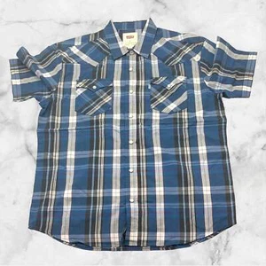 Men's Levi's Blue | White | Black Plaid Button Down S/S Shirt NWT - Imagen 1 de 3
