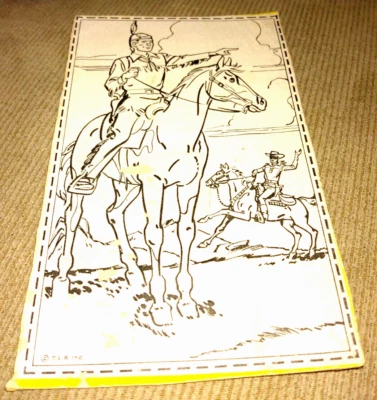 VINTAGE LONE RANGER TONTO ORIG CEREAL BOX COLORING PICTURE CUT OUT  50s TLR INC - Image 1 of 2