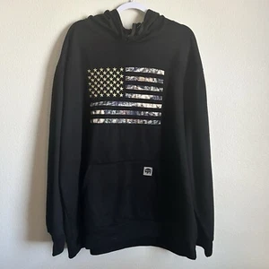 Buffalo Outdoors Sweatshirt Mens 3 XL Hoodie Black Fleece American Flag - Picture 1 of 6