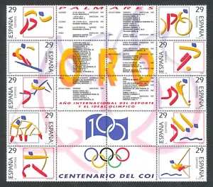 ESPAÑA 1994 - EDIFIL 3325/34** - 1 HOJA BLOQUE DEPORTES - ORO - MNH - Imagen 1 de 1