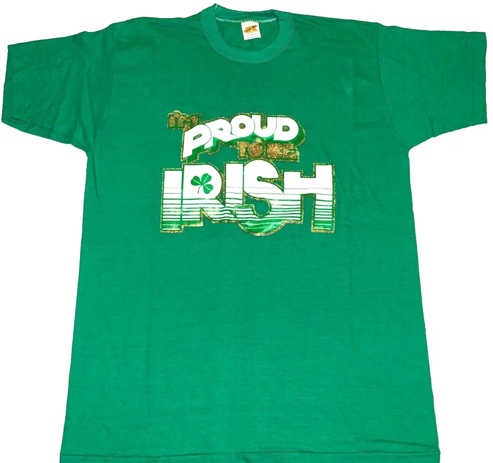 Rare 1970s Im Proud to Be Irish Russell Gold Tag T-Shirt New SMALL Single Stitch - Image 1 of 1