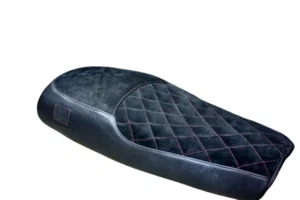 **UK Stock** Black/Red stitch Leather Seat Cover for Royal Enfield Continental - Picture 1 of 2