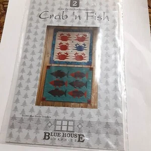 Vintage 1993 New Blue House Graphics Crab 'n Fish Quilt Pattern - Picture 1 of 3