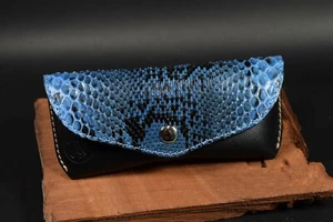 BRILLENETUI ECHT PYTHON / LEDER COMBO RAY BAN STYLE ROT BRAUN BLAU PINK SCHWARZ - Bild 1 von 90