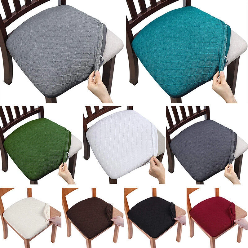Fundas de asiento para silla de comedor jacquard spandex extraíbles lavables gruesas 1/4/6 piezas Foto 1 de 4