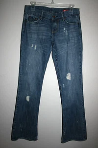 Jeans donna Express X2 gamba svasata blu invecchiato distrutti strappati W21 taglia 2 - Foto 1 di 2