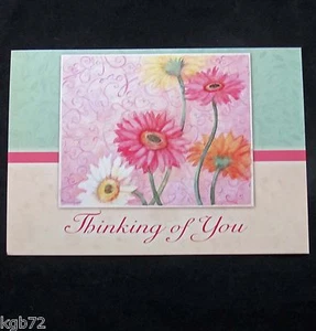 Leanin Tree Thinking Of You Greeting Card Flowers Glitter Multi Color R124 - Picture 1 of 2