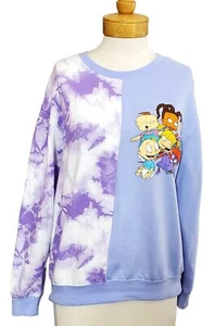 Nickelodeon Rugrats Sweat Shirt Long Sleeve Purple & Tie Dyed Crew Neck Sz L - Picture 1 of 7