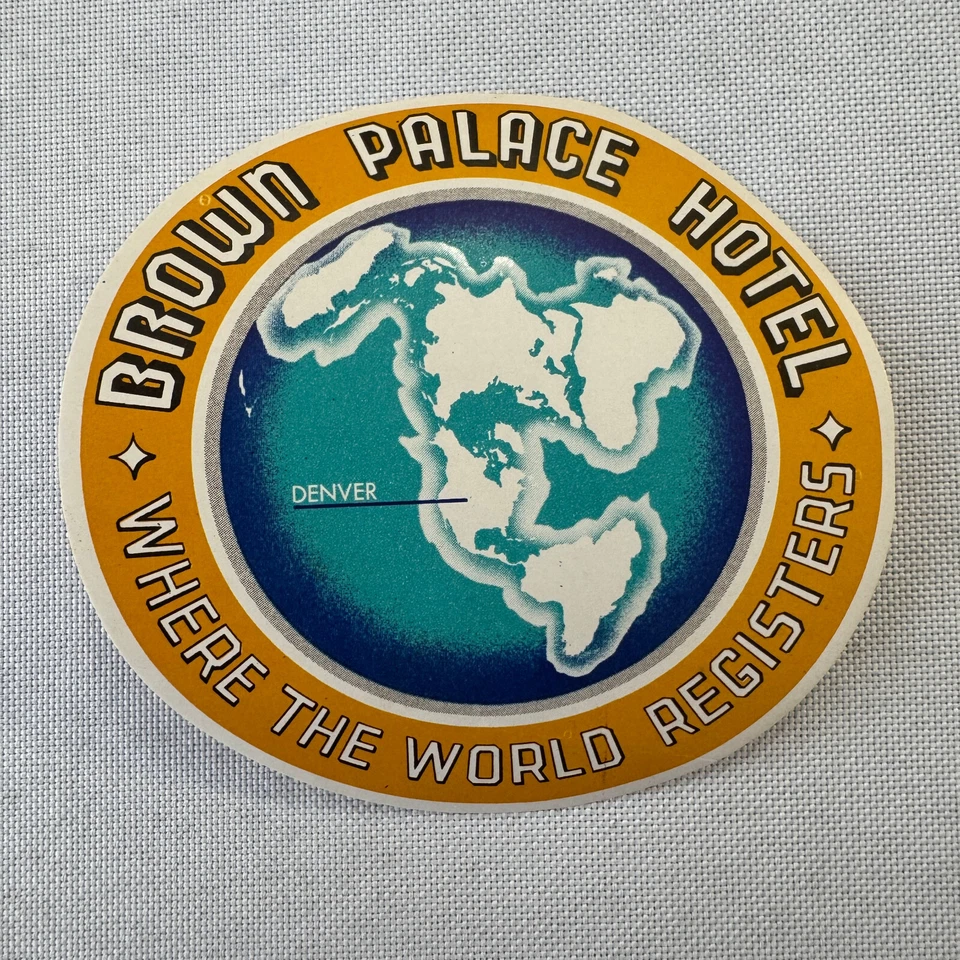 Etiqueta de equipaje de viaje de hotel vintage Brown Palace Hotel Denver Colorado Foto 1 de 3