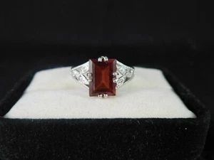 2,75 ct. Smaragdschliff Granat klar Topas Ring Deko Stil Sterlingsilber - Bild 1 von 8