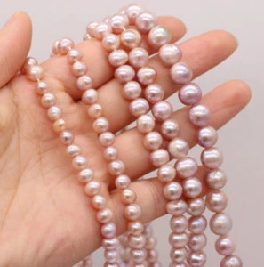 Natural 5-6-7-8mm Purple Freshwater Cultured Pearl  loose beads 14.5" AA - Picture 1 of 2