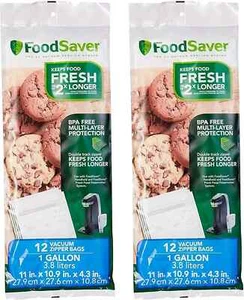 FSFRBZ0316-000 1-Gallon Vacuum Zipper Bags, 12 Count, Multi 2-Pack - Picture 1 of 2