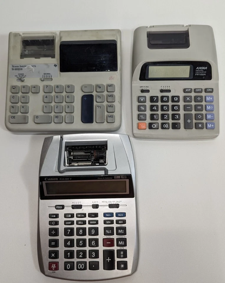 CANON P23-DH, TI 5033ll , Aurora PR100A DESKTOP CALCULATORS FOR PARTS OR REPAIR - Image 1 of 4