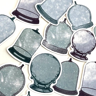 Snow Globe Die Cut Shapes Christmas Vintage Style Collage Junk Journal - Image 1 of 3