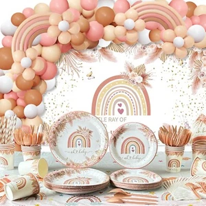 BOHO Baby Shower Decorations, Rainbow Party Decorations for Girls, 20 People - Picture 1 of 7