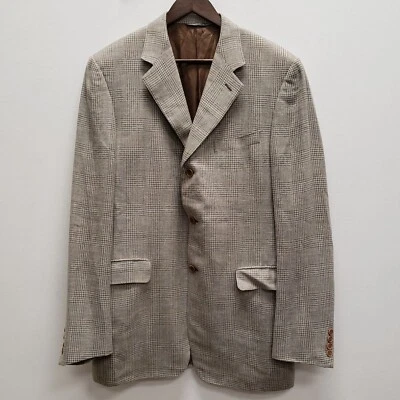 Мужской блейзер Canali шелк лен шерсть академия размер 52L елочка бизнес офис - Изображение 1 из 4