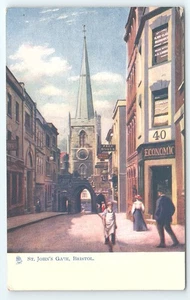 AK Tucks Oilette St Johns Gate Bristol England verschickt 1908 - Bild 1 von 3