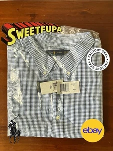 Polo Ralph Lauren Big & Tall Seersucker Shirt SS Blue-Black Check Men’s 4XB NWT - Picture 1 of 2