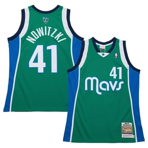 Mitchell & Ness Dirk Nowitzki verde Dallas Mavericks 2004/05 madera dura para hombre - Imagen 1 de 3
