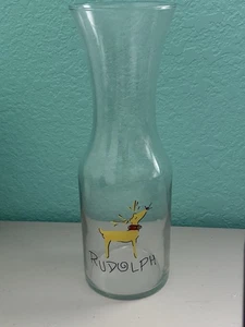 Pottery Barn Reindeer GLASS Carafe RUDOLPH Christmas Wine/ Water Decanter 10.75 - Picture 1 of 6